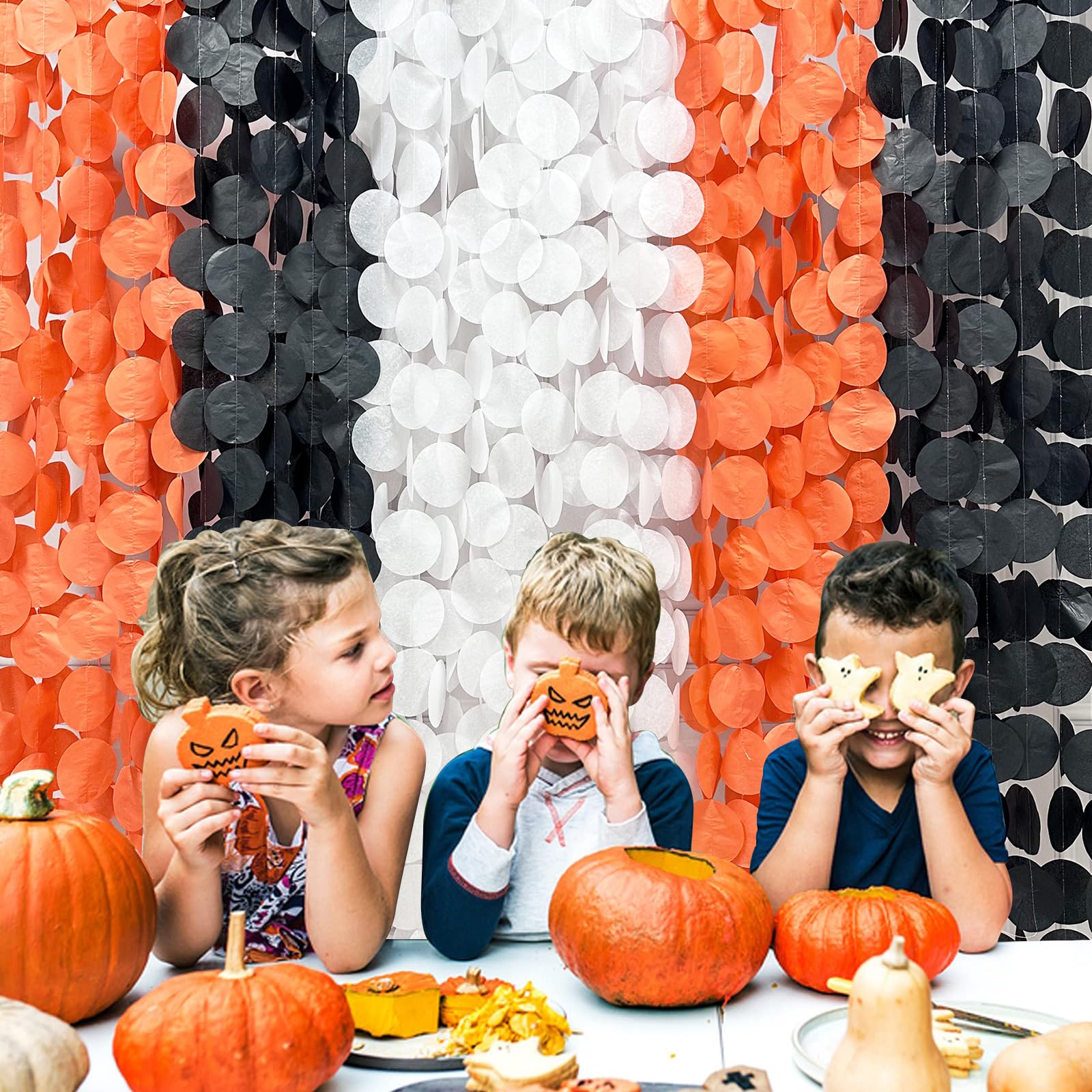 192 Ft Orange Black White Party Decorations Polka Dots Garland Streamer Backdrop For Halloween Fall Autumn Graduation Birthday B